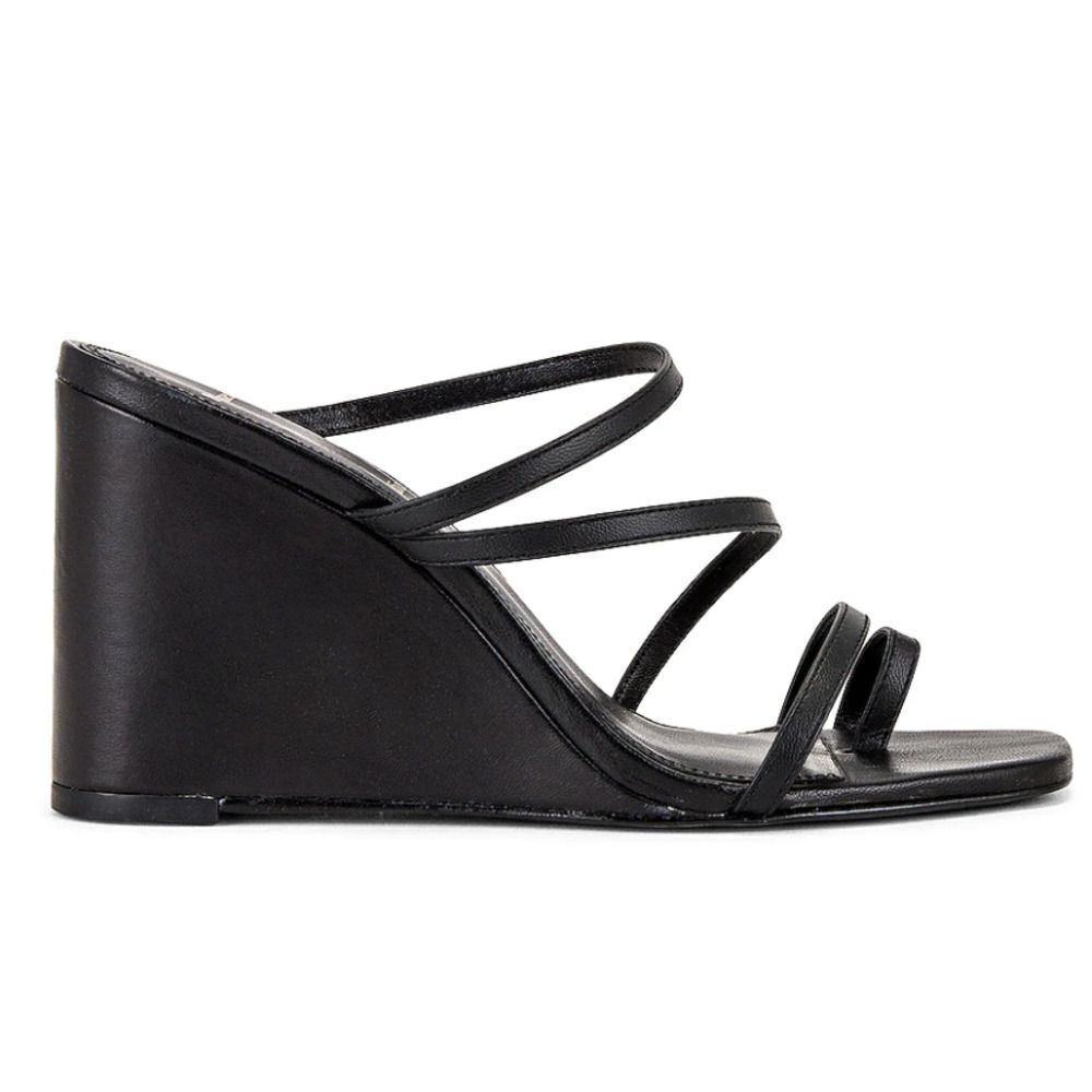 BLACK SUEDE STUDIO Phoebe Wedge Sandal in Black SZ 10